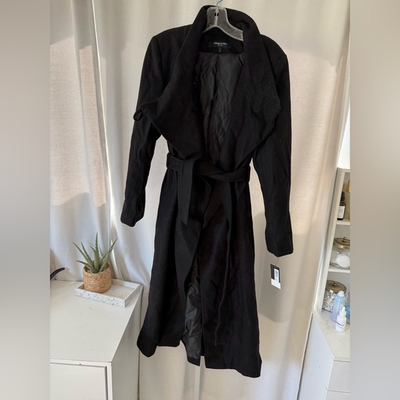 Kenneth cole black fencer melton wool blend wrap coat NO OFFERS - Picture 6 of 10